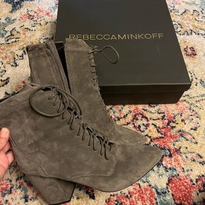 Rebecca Minkoff suede grey boots almost like new worn once or twice